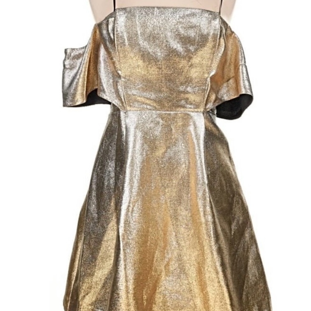 Sandro Paris Gold Off-Shoulder Mini Dress